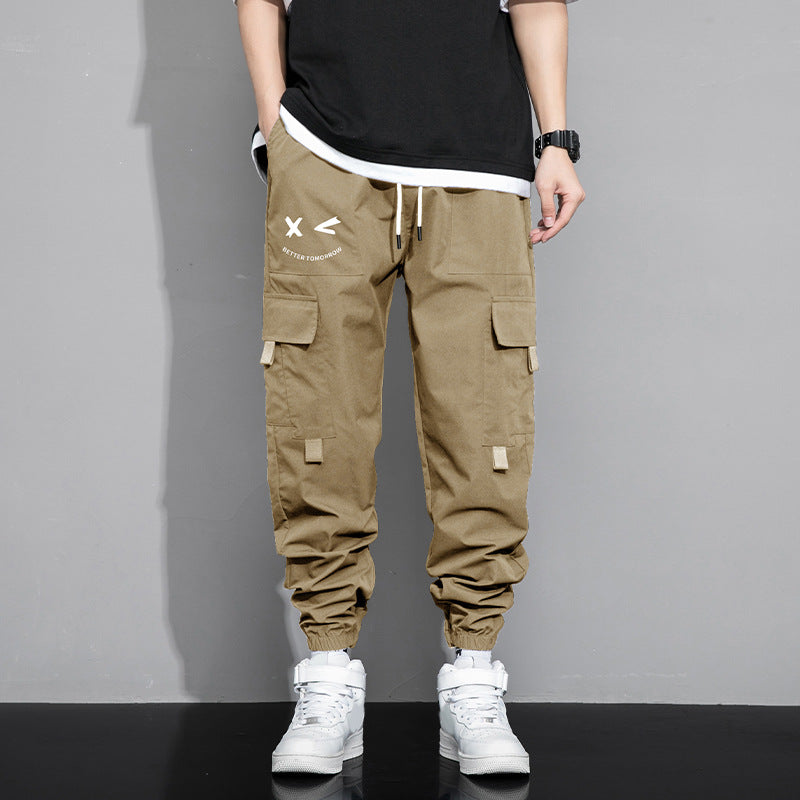 Pantaloni Cargo Bărbați Primăvară-Toamnă, Model Nou, Trendy, Lărgi, Versatili, de Exterior, Cu Buzunare Multiple, Casual