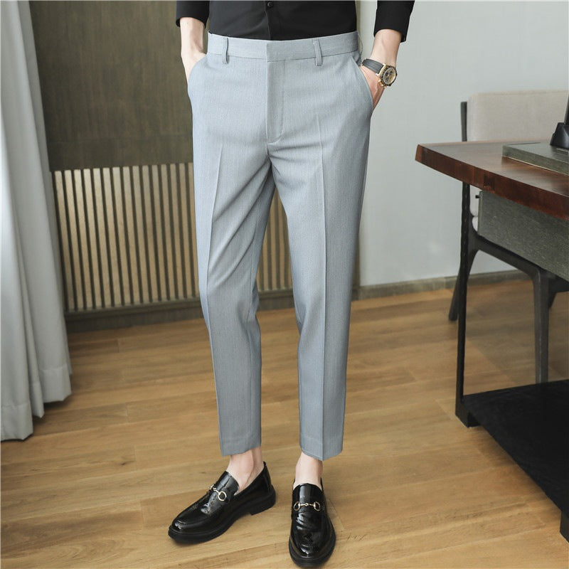 Pantaloni de costum bărbătești primăvară-vară, lejeri, dintr-un singur material, cu croială drapată, elastici și confortabili