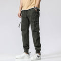 Casual Pants Trendy Brand Elastic Waist Men's Youth Simple Pure Cotton Multi-pocket Work Pants Trousers Ankle-tied