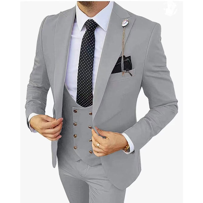 Costum din trei piese pentru bărbați, la modă, cu efect de subțiere