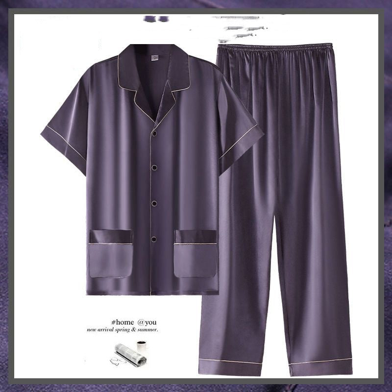 Costum subțire de casă pentru bărbați, cu mânecă scurtă și pantaloni scurți de vară