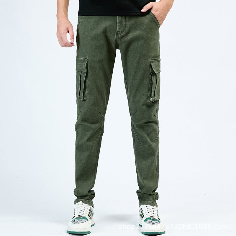 Blugi Skinny pentru Bărbați, cu Buzunare Laterale, Stil European și American