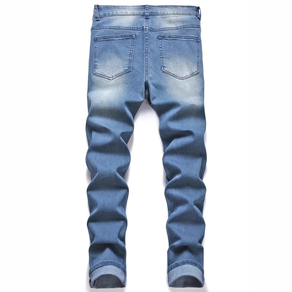 Blugi bărbați stil casual, de stradă, cu rupturi la modă