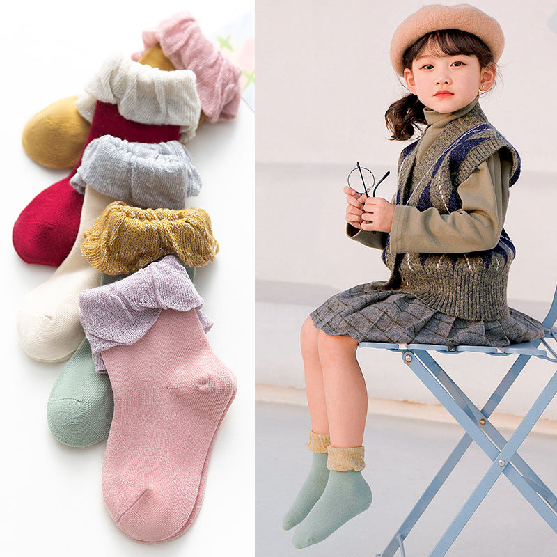Children's socks combed cotton bow