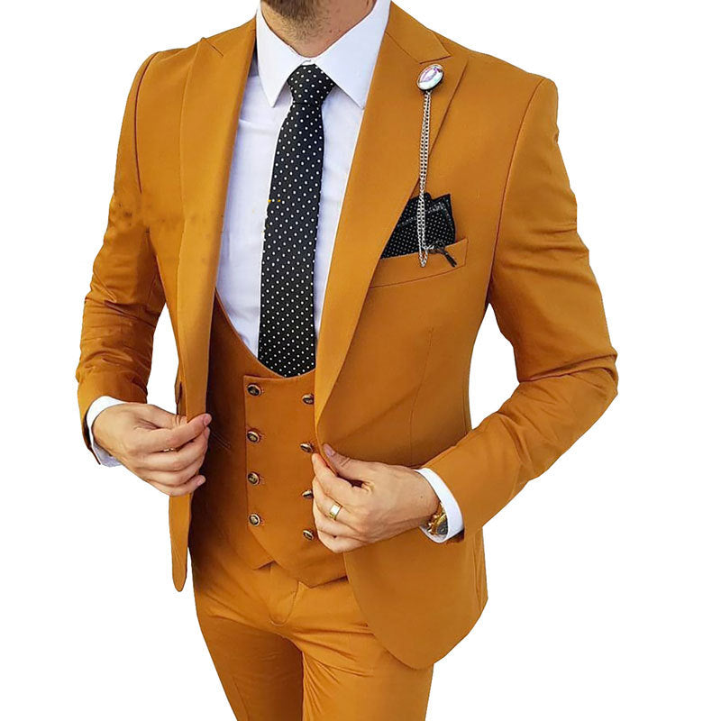Costum din trei piese pentru bărbați, la modă, cu efect de subțiere