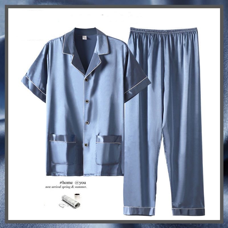 Costum subțire de casă pentru bărbați, cu mânecă scurtă și pantaloni scurți de vară