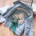 Korean Girl Flower Denim Jacket