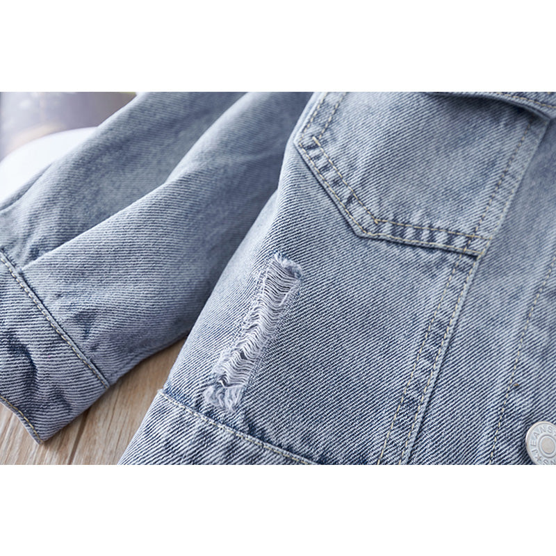 Korean Girl Flower Denim Jacket