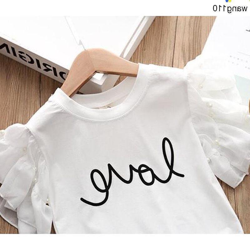 Set haine vară fete 2 piese Tricou și pantaloni cu găuri