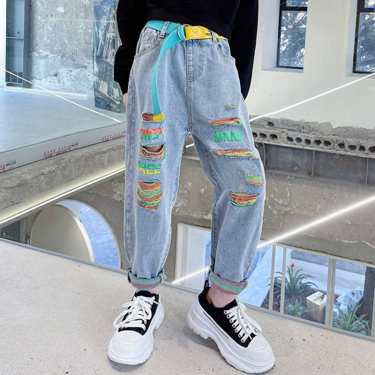Blugi de fetițe, stil occidental, pantaloni casual de fetițe, bebeluș
