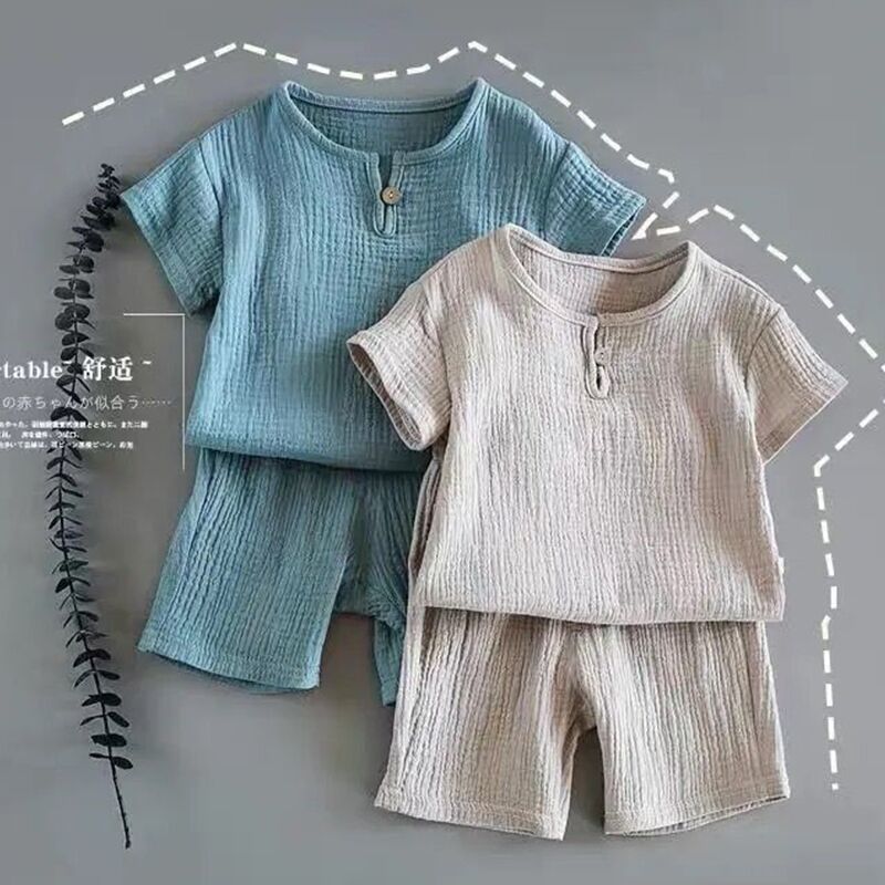 Costum de vară cu mânecă scurtă pentru bebeluși băieți