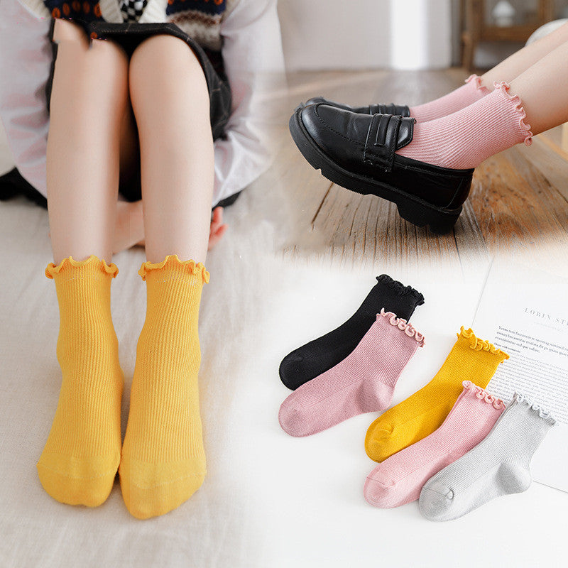 Children's socks combed cotton bow