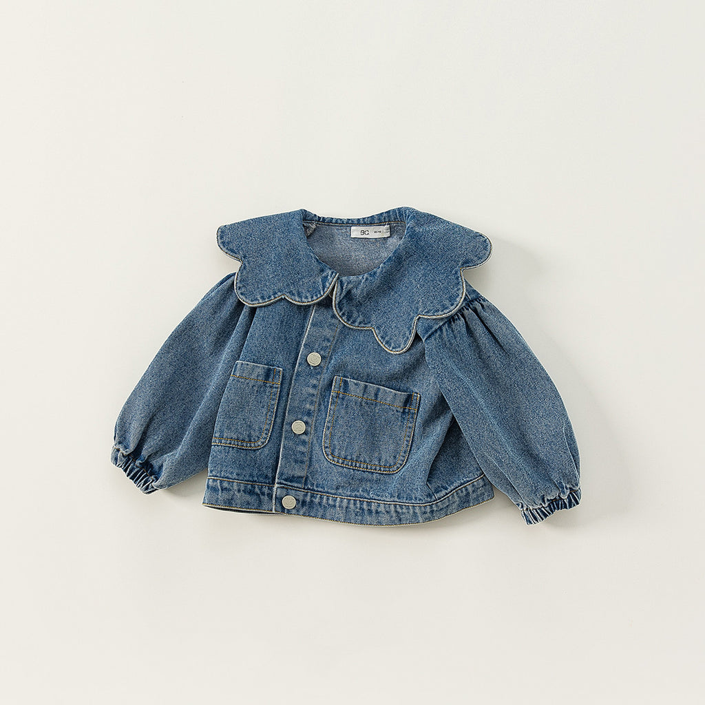 Girl's Denim Jacket Tops Western Style Doll Collar