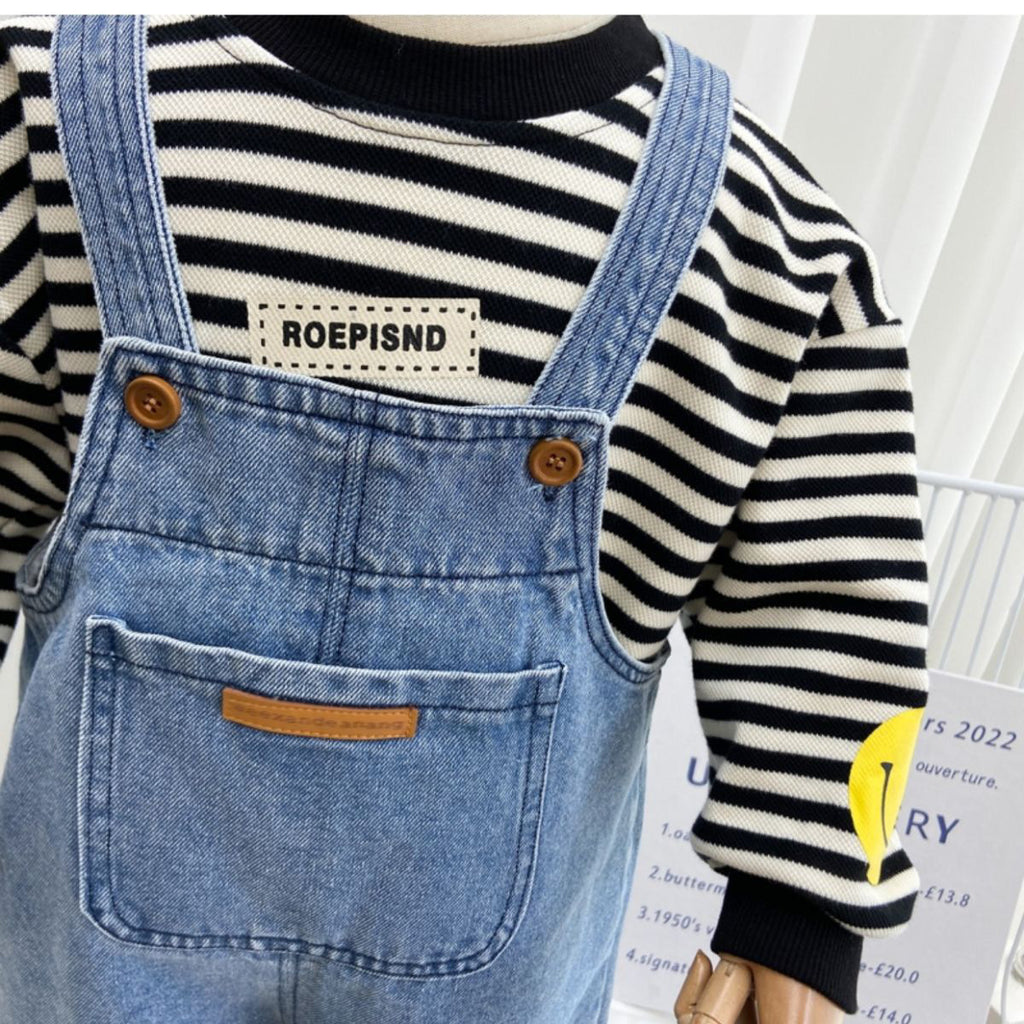 Pantaloni Salopetă Simple din Denim pentru Copii