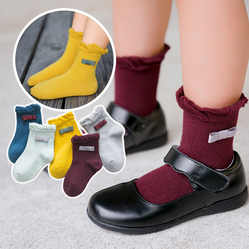 Children's socks combed cotton bow
