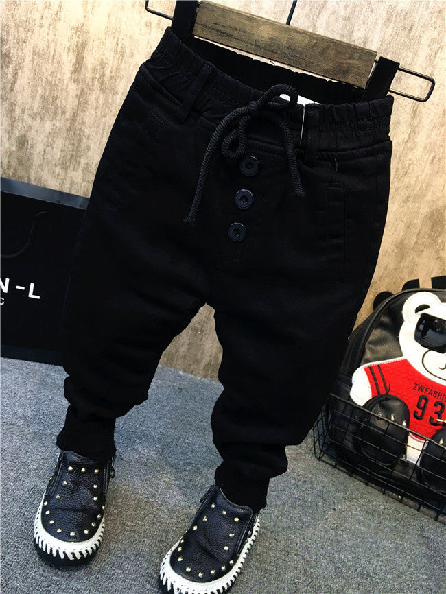Blugi groși de iarnă pentru băieți, din denim plus catifea