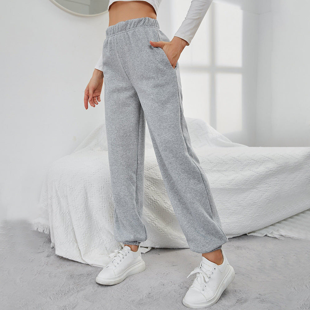 Pantaloni casual pentru femei, căptușiți cu fleece