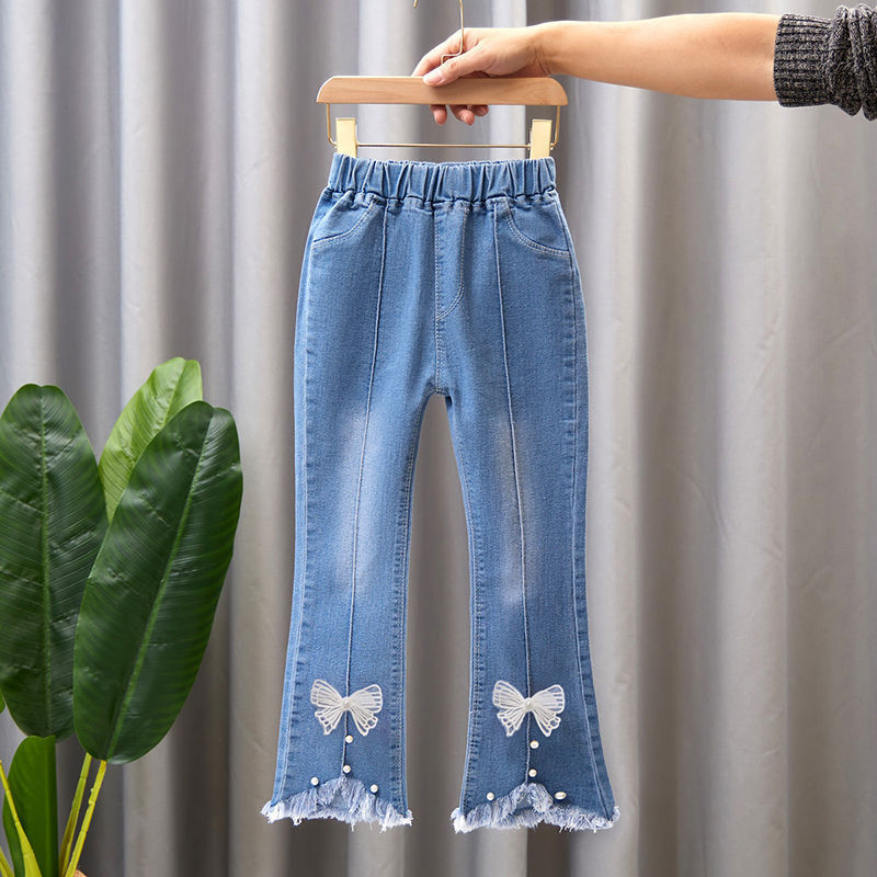 Pantaloni din denim cu picior larg pentru copii, tip „speaker” casual
