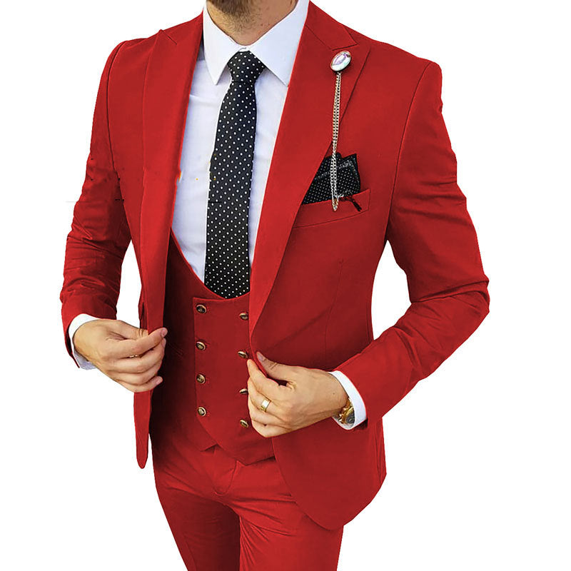 Costum din trei piese pentru bărbați, la modă, cu efect de subțiere