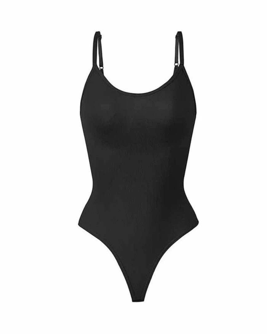Body modelator tip maieu, cu guler rotund, control pentru abdomen, fără cusături, tanga