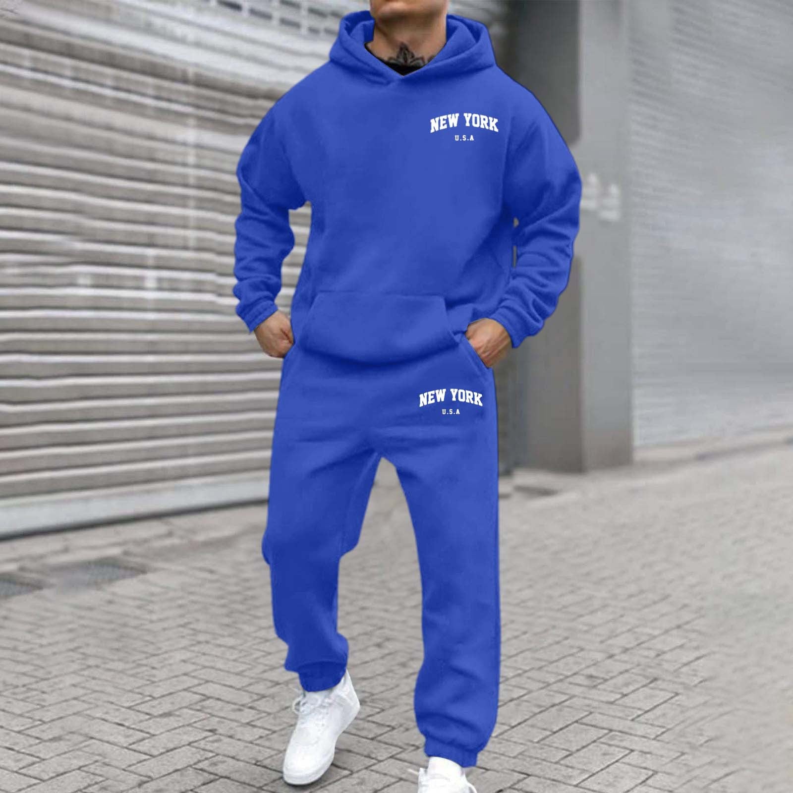 Set de hanorac și bluză sport de bărbați, căptușite cu fleece și imprimate
