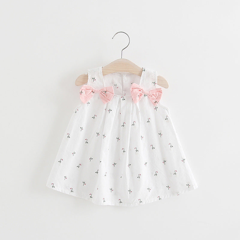 Fustă halter cu imprimeu floral și fundă monocoloră