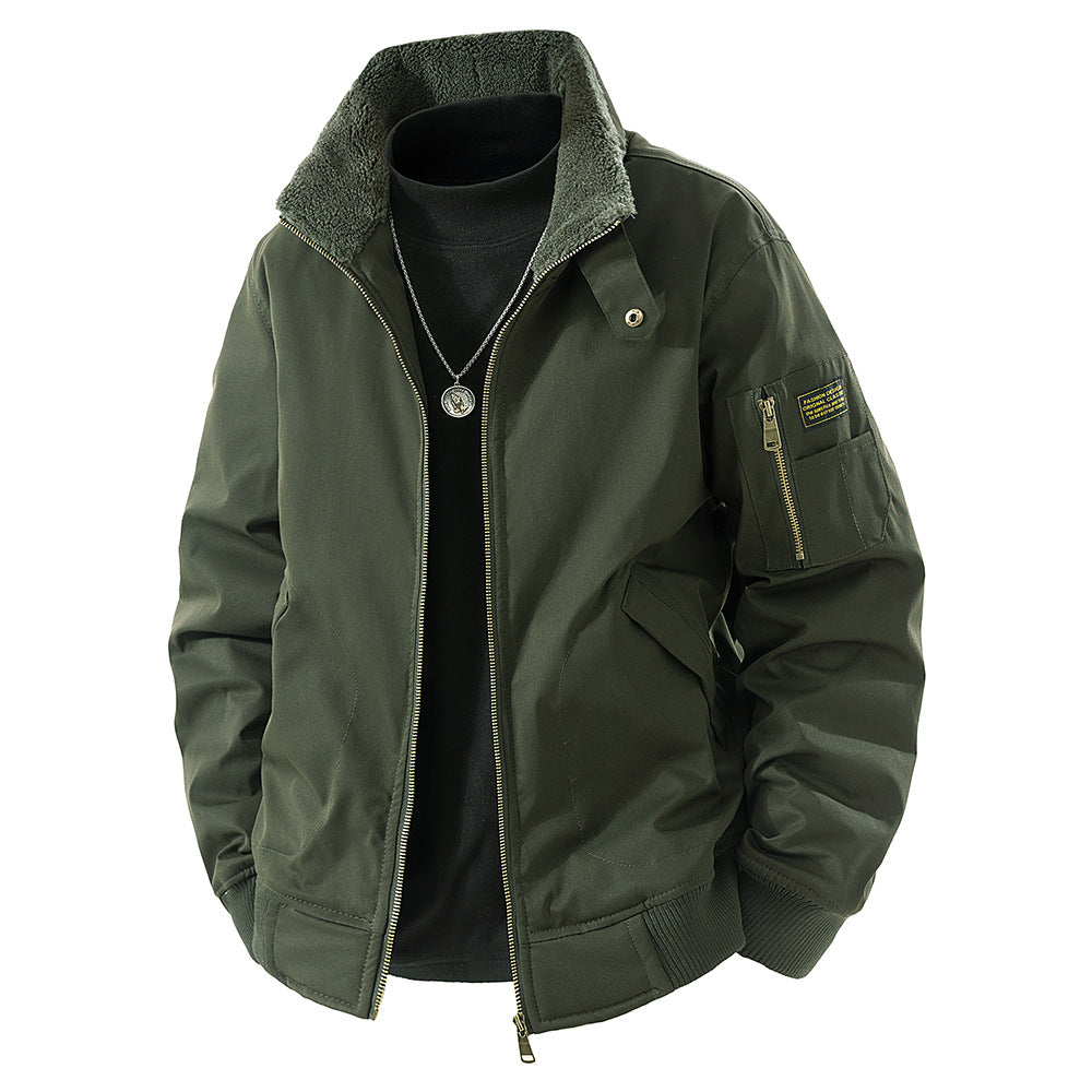 Men's Pure Cotton Fleece-lined Thickened Jacket