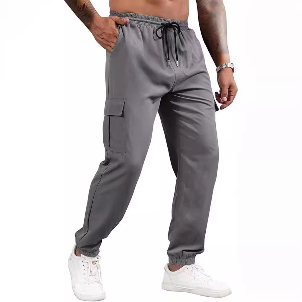 Pantaloni cargo drepți, largi, cu multiple buzunare