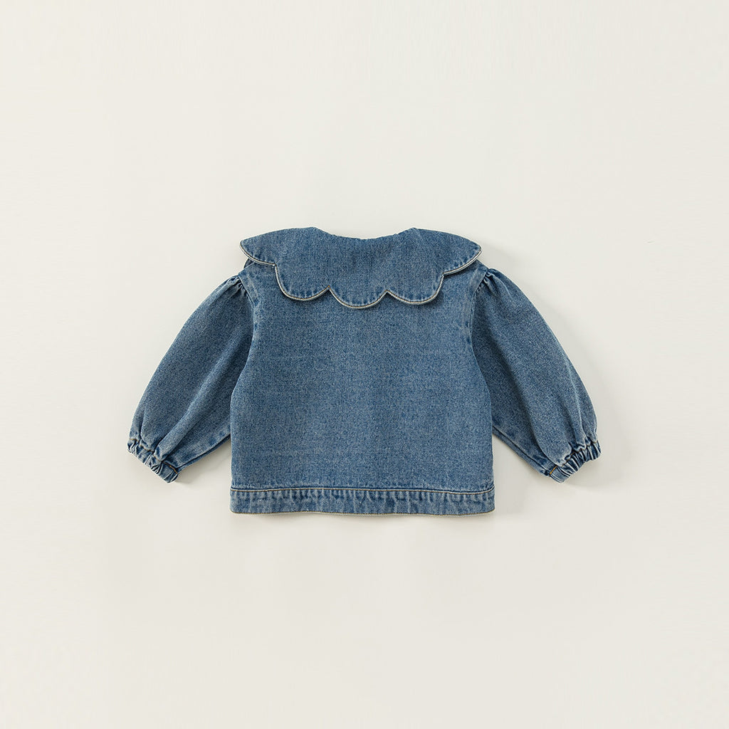 Girl's Denim Jacket Tops Western Style Doll Collar