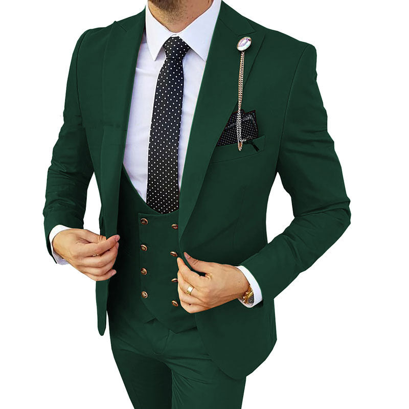 Costum din trei piese pentru bărbați, la modă, cu efect de subțiere