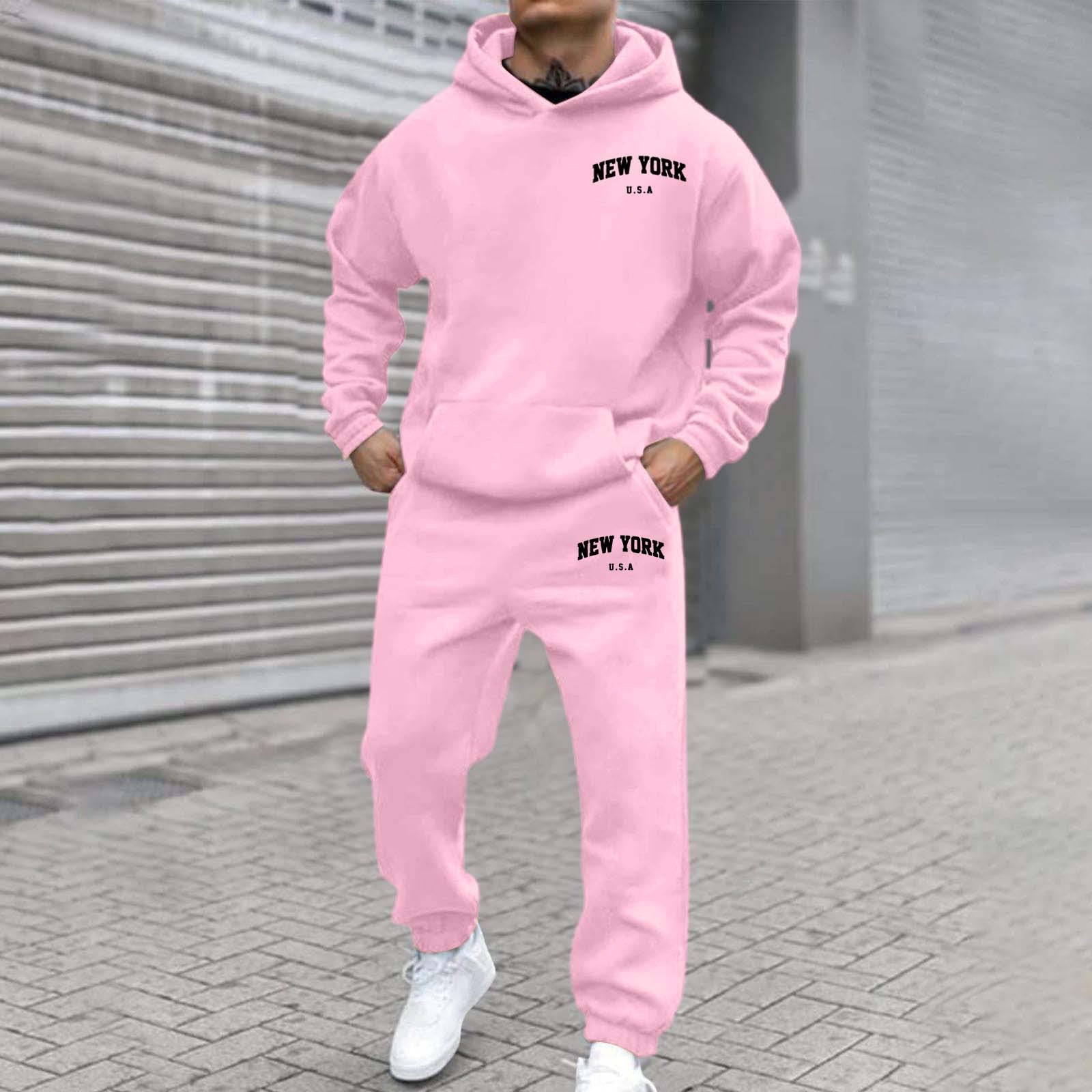 Set de hanorac și bluză sport de bărbați, căptușite cu fleece și imprimate