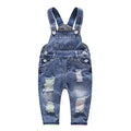 Boys' Fashion Simple Denim Suspender Pants
