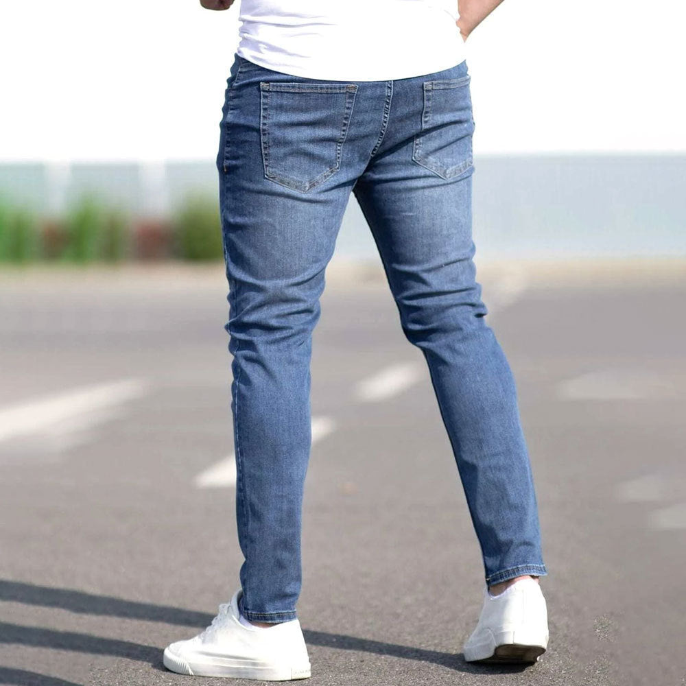 Pantaloni de blugi rupți casual versatili pentru bărbați