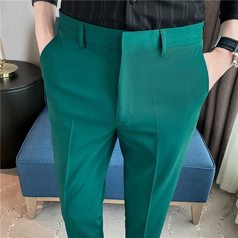 Pantaloni de costum bărbătești primăvară-vară, lejeri, dintr-un singur material, cu croială drapată, elastici și confortabili