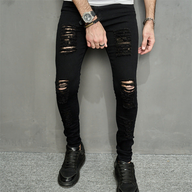 Blugi bărbați, denim rupt, stil relaxat, picior conic, personali, la modă
