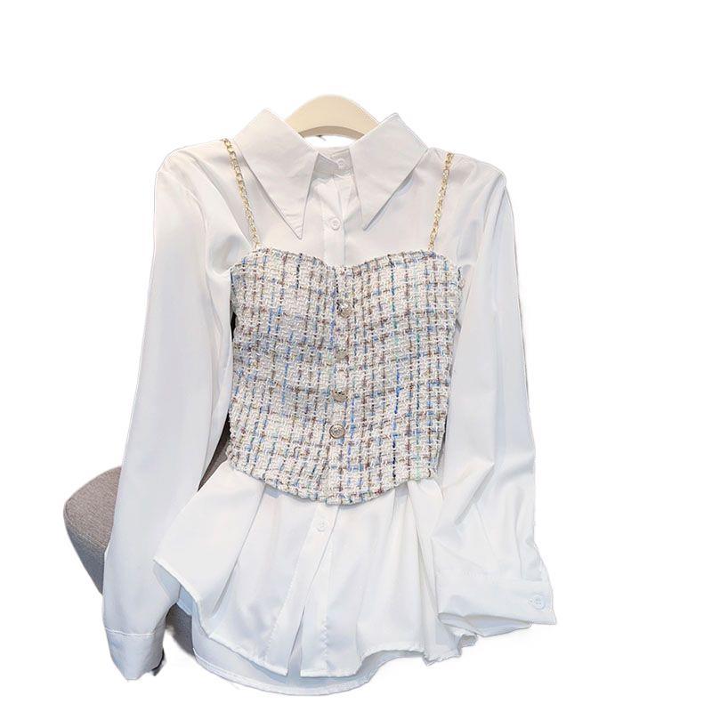 Set deux piese cămașă albă de nișă stil designer