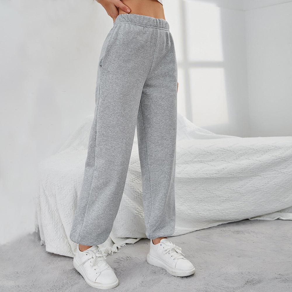 Pantaloni casual pentru femei, căptușiți cu fleece