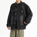 Washed Workwear Retro Denim Jacket For Men