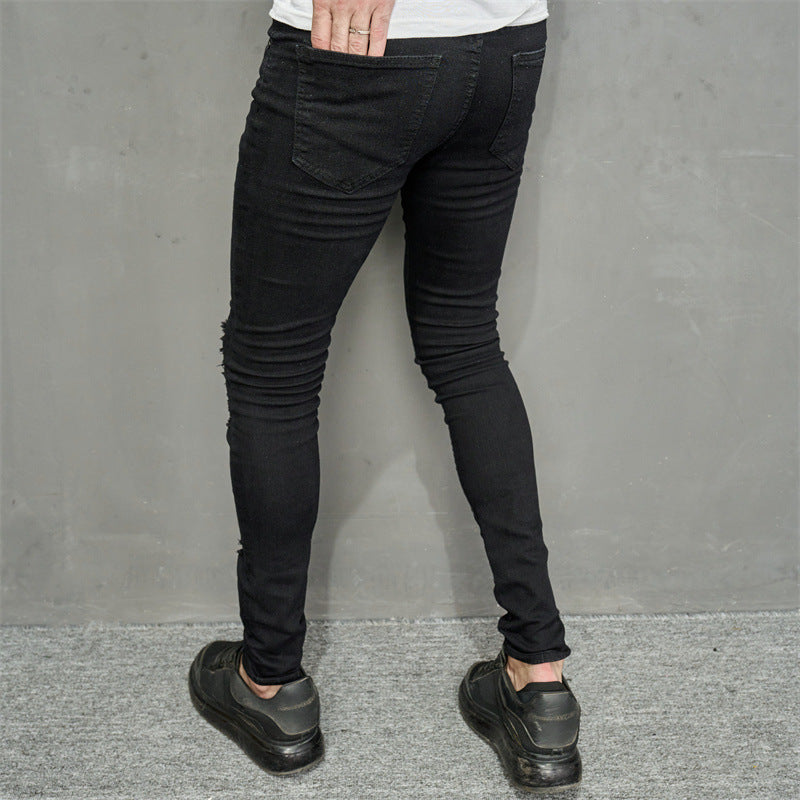 Blugi bărbați, denim rupt, stil relaxat, picior conic, personali, la modă