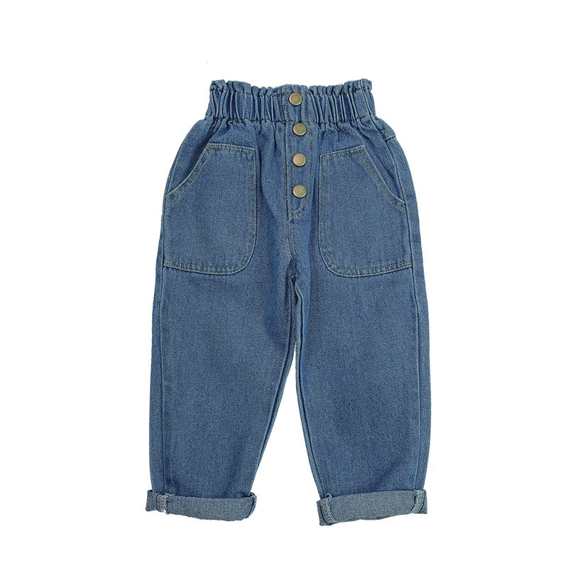 Girls' Fashionable And Versatile Personal Leisure Four-button Jeans