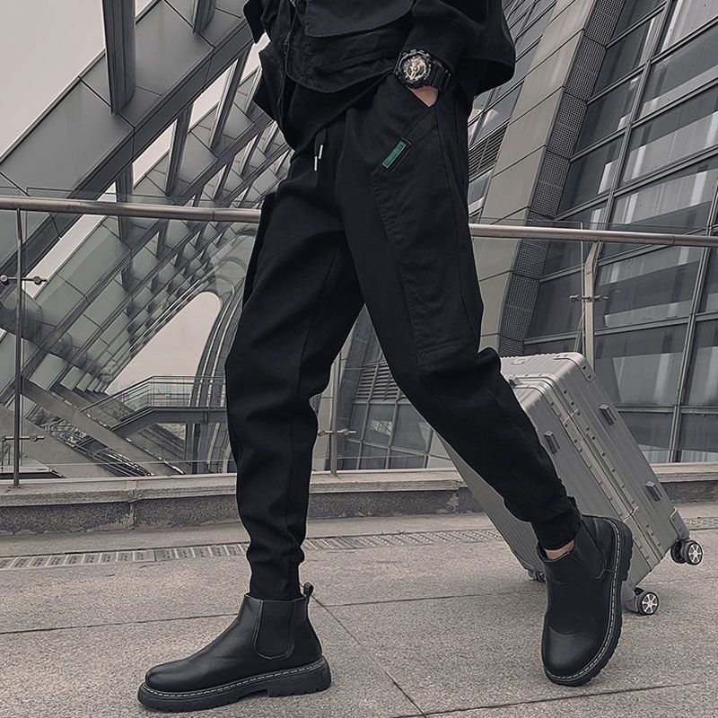 Pantaloni cargo bărbați, slim-fit, extra-groși, căptușiți cu fleece, cu șnur la tivuri