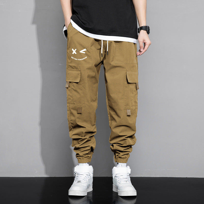 Pantaloni Cargo Bărbați Primăvară-Toamnă, Model Nou, Trendy, Lărgi, Versatili, de Exterior, Cu Buzunare Multiple, Casual