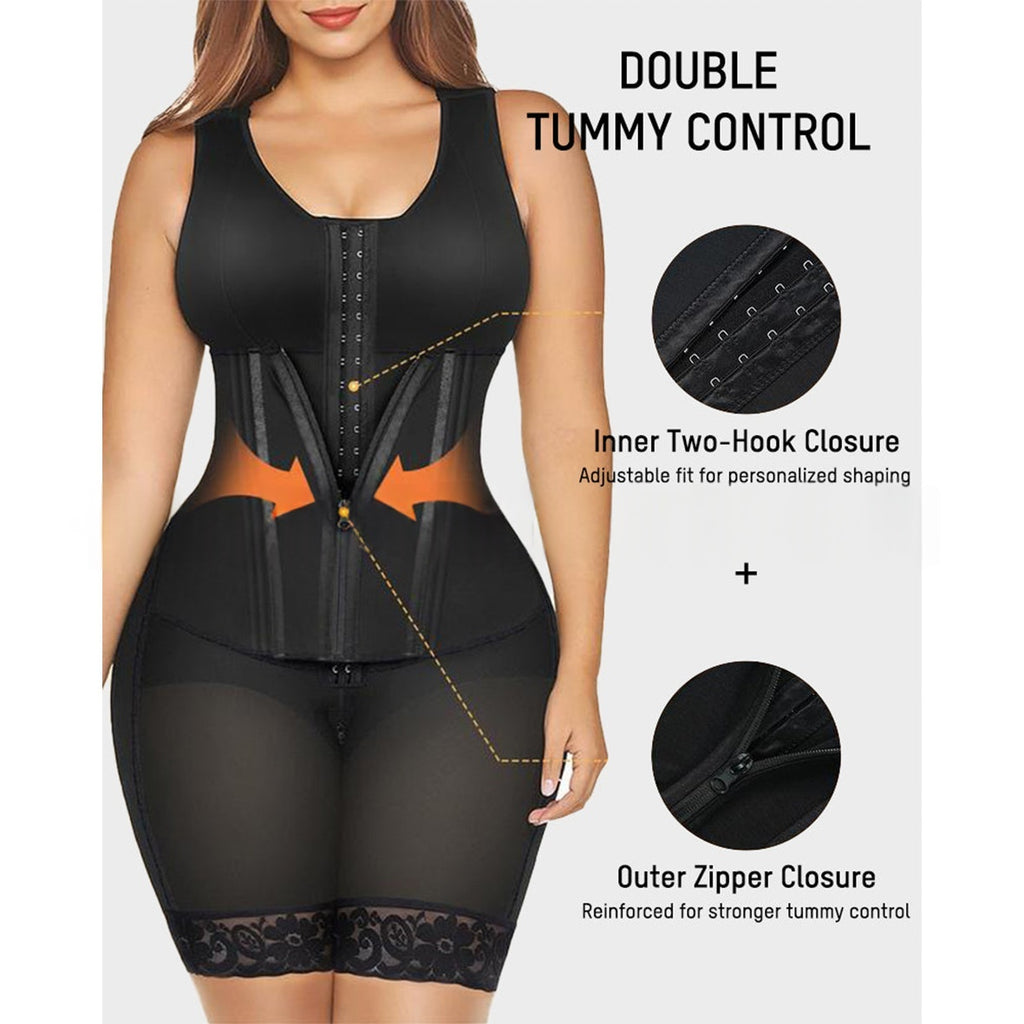 Shoulder-Strap Waist-Cinching Hourglass Shaper With Bottom Zipper