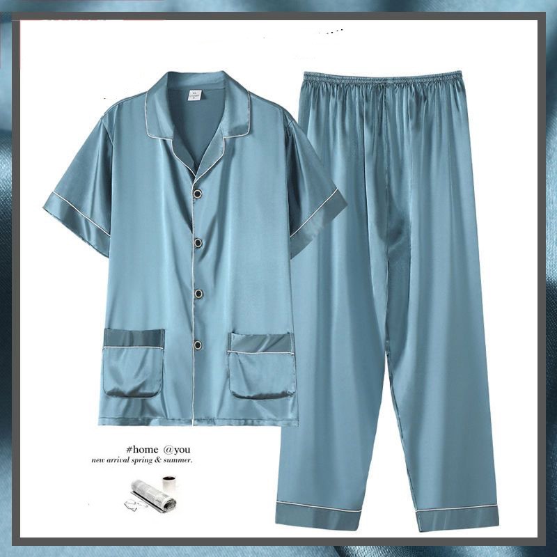 Costum subțire de casă pentru bărbați, cu mânecă scurtă și pantaloni scurți de vară