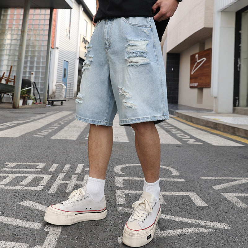 Ripped Denim Shorts Loose Casual Distressed