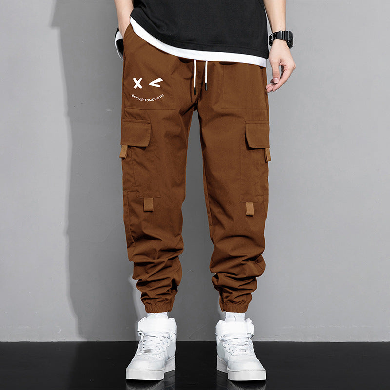 Pantaloni Cargo Bărbați Primăvară-Toamnă, Model Nou, Trendy, Lărgi, Versatili, de Exterior, Cu Buzunare Multiple, Casual