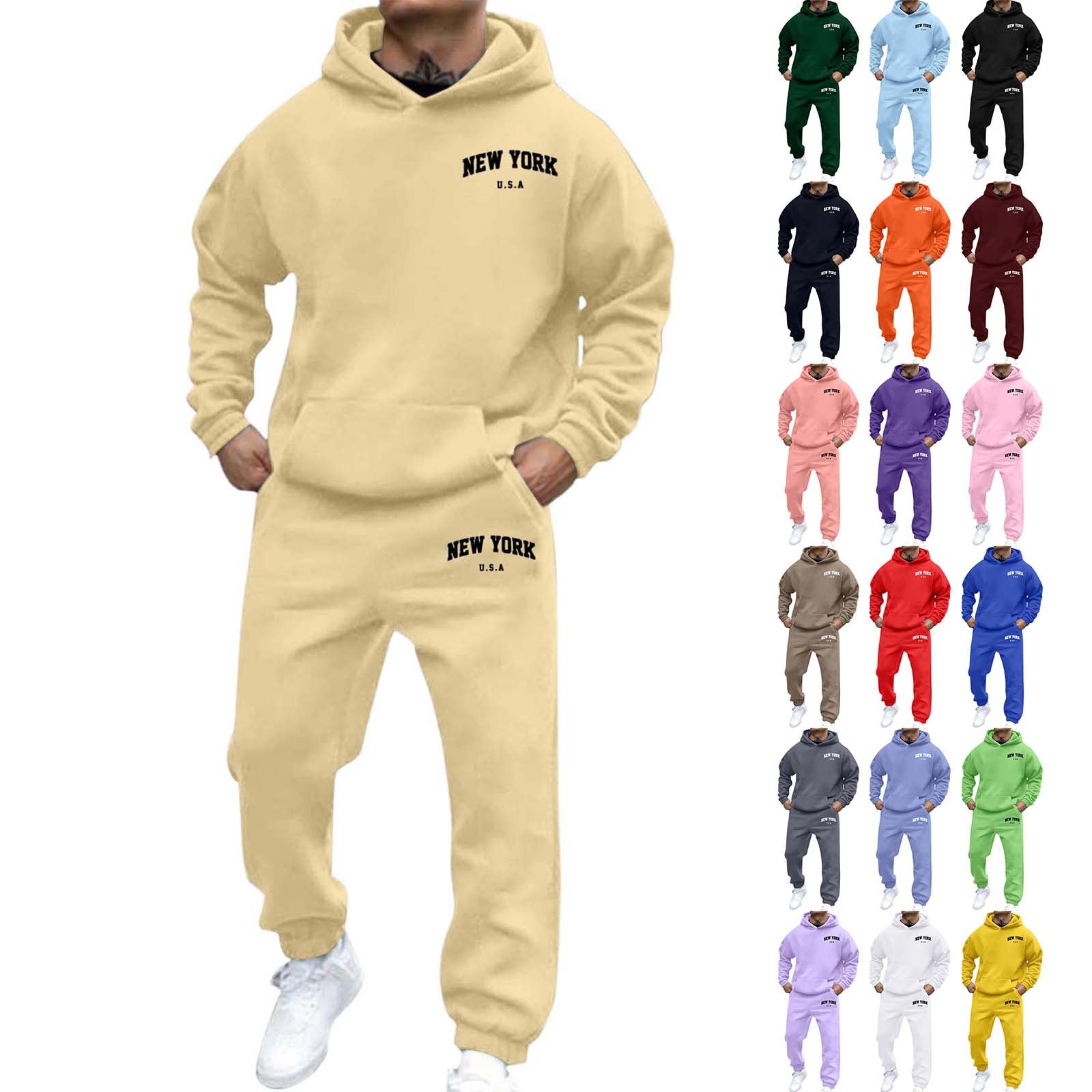 Set de hanorac și bluză sport de bărbați, căptușite cu fleece și imprimate