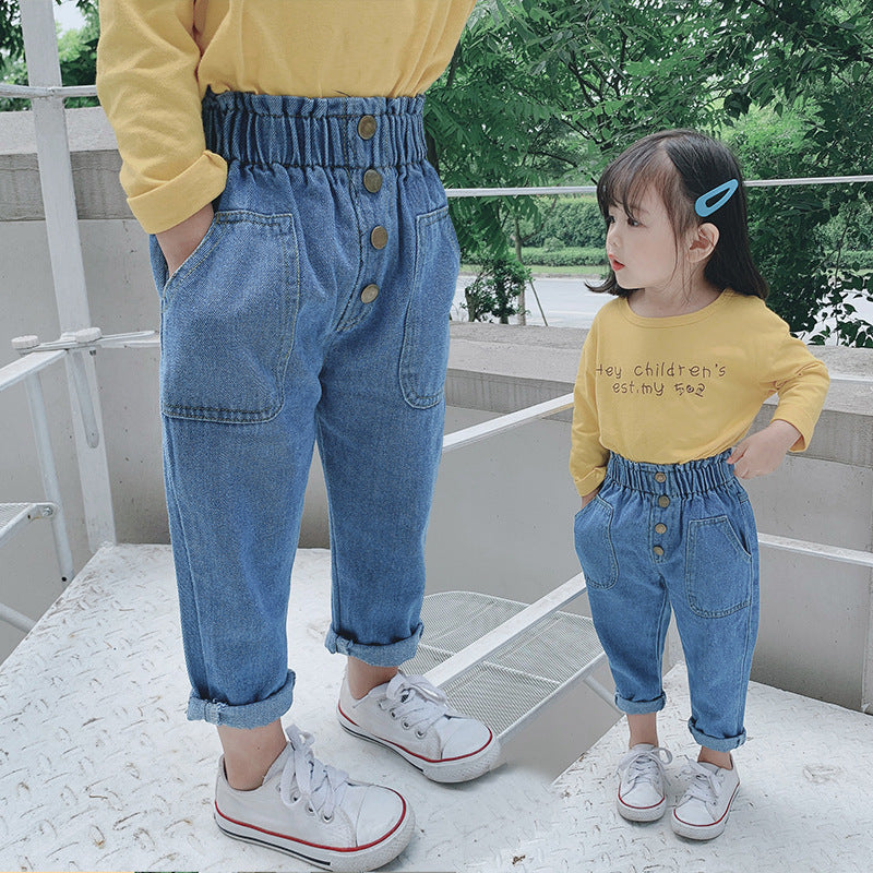 Girls' Fashionable And Versatile Personal Leisure Four-button Jeans