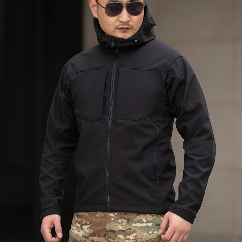 Mens Fleece-lined Lightweight Windproof Hooded Shell Jacket