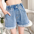 Girls' Simple Denim Shorts Casual Loose-Fitting